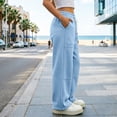 thumbnail image 6 of Costeam Womens Color Stitch Wide Leg Sweatpants Solid Patchwork Panel Casual Trousers Elastic Drawstring Waist Pants with Side Pockets Soft Knit Loungewear Bottoms, 6 of 8