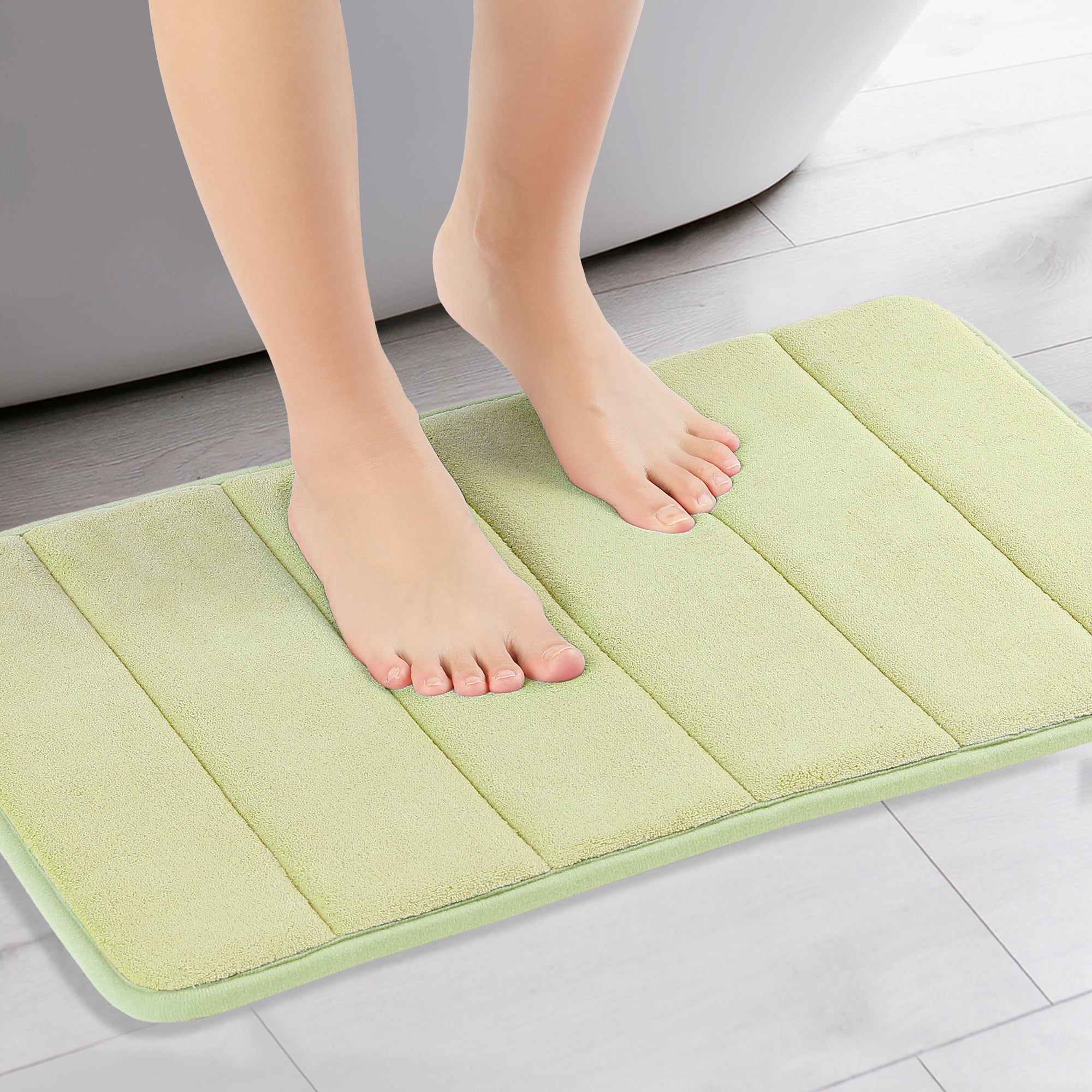 Unique Bargains 2 Pcs Soft Thick Absorbent Quick Dry Bathroom Bath Rugs Non Slip Green 16" x 24"
