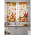thumbnail image 3 of Sheer Curtains 63 inches Long 2 Panels Set Thanksgiving Fall Sunflower Pumpkin Maple Leaf Mushroom Tiers Sheers Rod Pocket Small Window Short Curtains for Kitchen Cafe, Each 52" W x 63" L, 3 of 7
