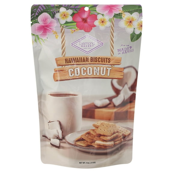Diamond Bakery Hawaiian Biscuit Cookies Coconut 4 oz (113g) Resealable Pouch