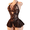 Black, variant on Women's Halter Neck Lace Bodysuit - Sheer and Backless Romper Lingerie Black M