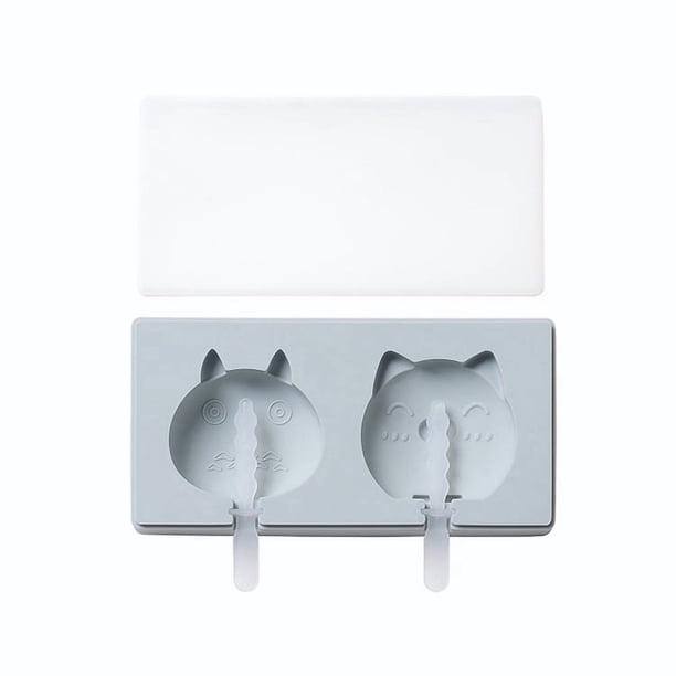 Molde de helado de silicona con forma de dibujos animados DIY con tapa, divertido fabricante de paletas for niños