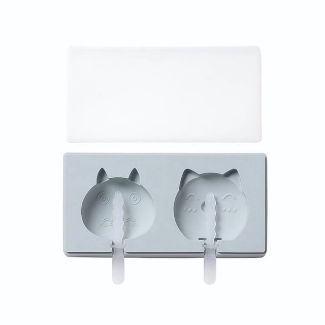 Molde de helado de silicona con forma de dibujos animados DIY con tapa, divertido fabricante de paletas for niños