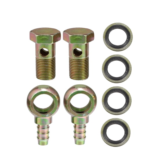 Unique Bargains Banjo Bolt M18x1.5 12mm Banjo Bolt Hose Barb Fittings Adapter with Washers for Motorcycle Car (Set of 2)