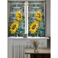 thumbnail image 4 of Sunflowers Tier Curtains 45 Inch Length,Sheer Curtains for Bedroom Living Room Window Farmhouse Retro Botanical Floral Wooden Grain Voile Drapes Kitchen Curtains Small Half Window 27.5"x45" 2 Panels, 4 of 7
