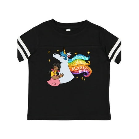 

Inktastic Embrace Your Magical Side Girl Hugging A Unicorn Gift Toddler Boy or Toddler Girl T-Shirt