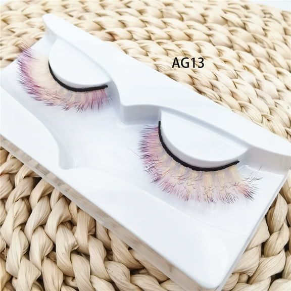Nvzi-a Colored Eyelashes Mink Lashes , Fluffy Colorful Lash Clusters, Dramatic Long Thick Cat Fox Eye Lashes Full Curly False Eyelash, Curl Salon Extensions Strip 3 pairs（AG13）