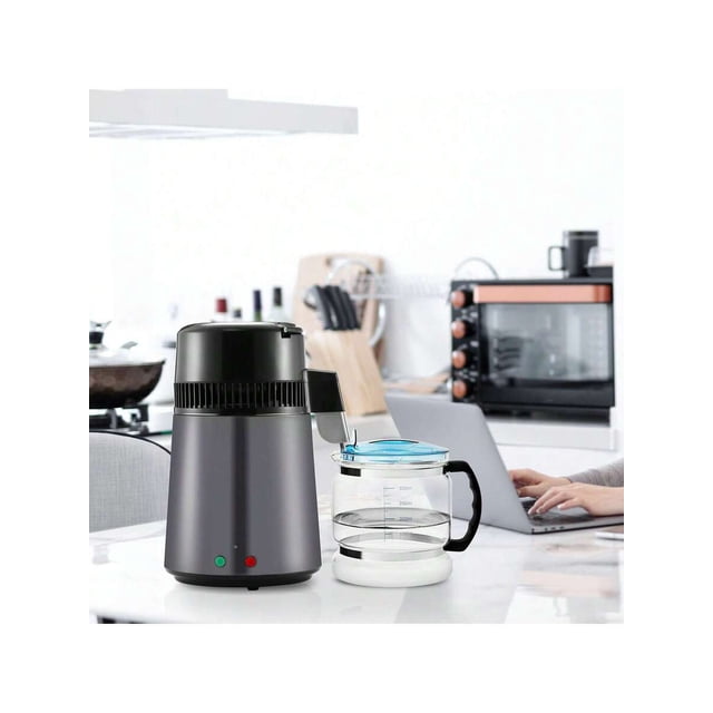 Water Distiller, 6L 1.6 Gallon Larger Pure Water Purifier Filter For Home Table Countertop, 900W Glass Pot Distilled Maker, Stainless Steel Interior Drinking Machine To Make Clean Waters, Silver