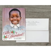 Floral Feliz - Deluxe 5x7 Personalized Holiday Feliz Navidad Card