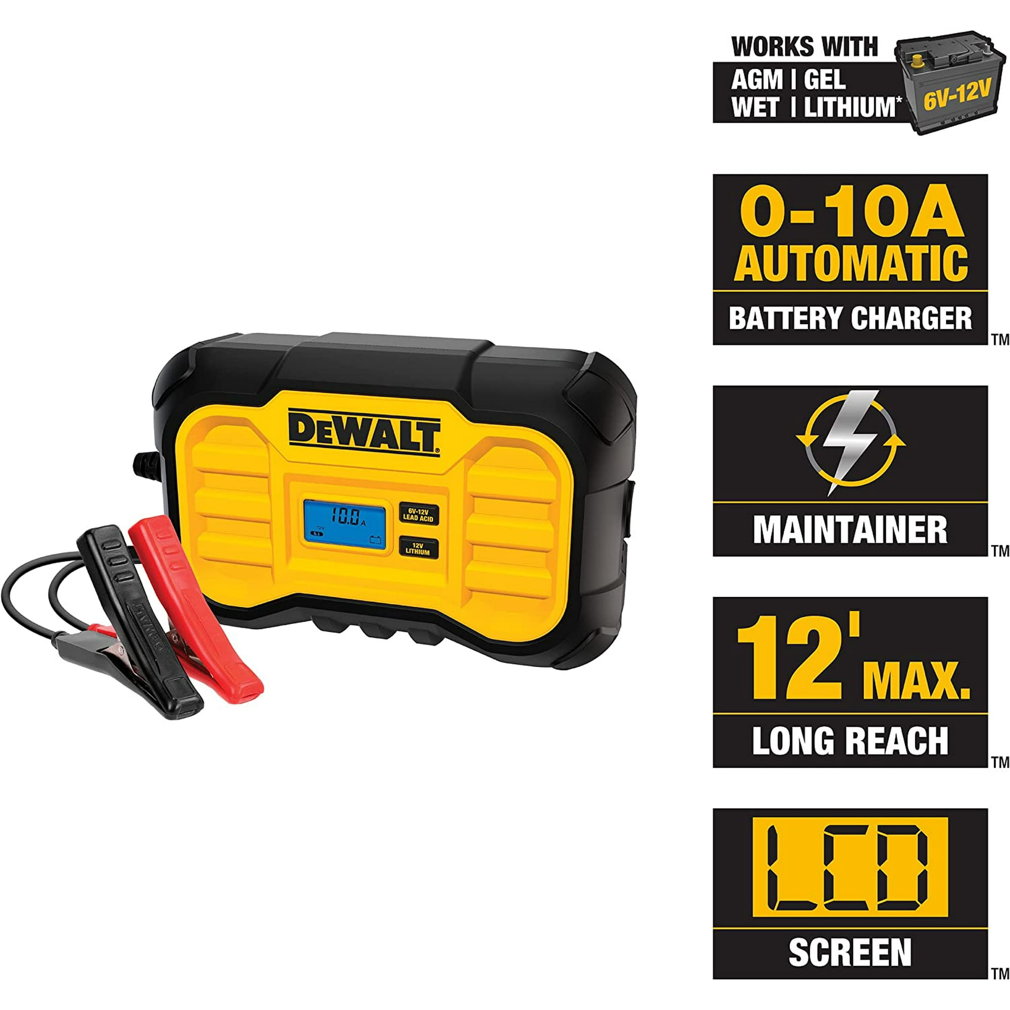 DeWalt DXAEC10 Professional 10 Amp Battery Charger Battery Maintainer Battery Trickle Charger Walmart