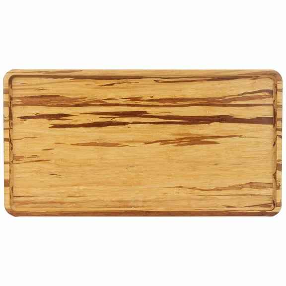 BambooMN Rectangular Nested Bamboo Serving Tray - Tiger Stripe - 17 x 9 x 0.75-1 Tray