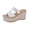 White, variant on Womens Woven Wedge Sandals Hollow Out Buckle Strappy Espadrilles Plus Size Casual Summer Beach Slippers Trendy