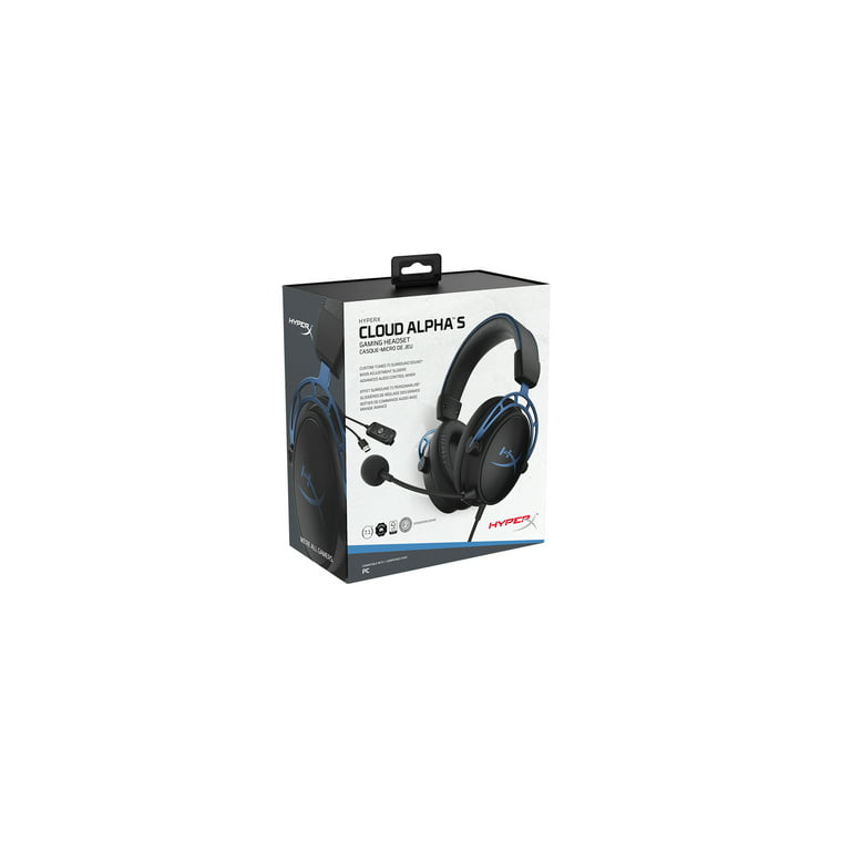 HyperX Cloud Alpha S - Gaming Headset, for PC, 7.1 Surround Sound,  Adjustable Bass, Dual Chamber Drivers, Chat Mixer, Breathable Leatherette,  Memory Foam, and Noise Cancelling Microphone