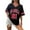 Black, variant on XIAONU T Shirts For Women Letter Print V-Neck baggy pleasure Sporty T-Shirt Short Sleeves Oversized Trendy T Shirts