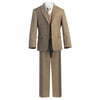 Boys Khaki Jacket Shirt Vest Clip On Tie Pants 5 Pc Suit Set 8-18