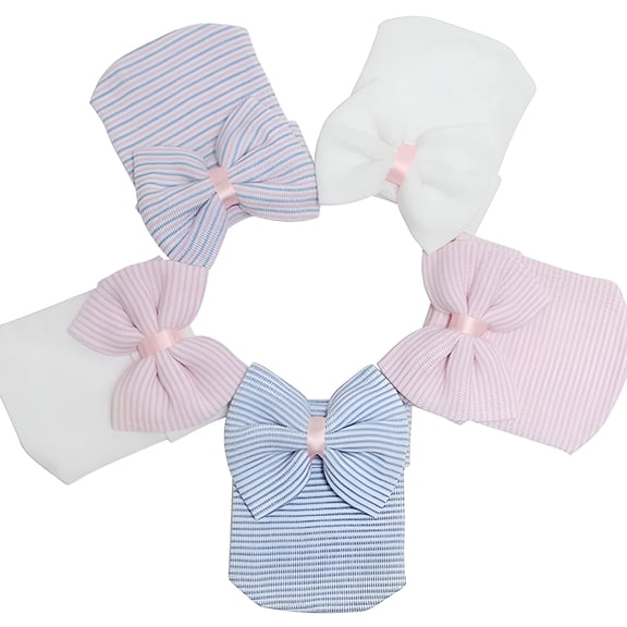 TELOLY Newborn Baby Girl Hat with Big Bow Soft Cute Knot Infant Comfy Nursery Beanie 0-3 Months Baby Hats Newborn