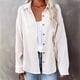 thumbnail image 3 of Camisa de mujer Casual Qarigey Blusa de pana abrigo de otoño Blanco L, 3 of 6
