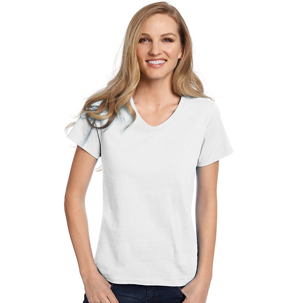 Hanes Relaxed Fit Women's ComfortSoft® V-neck T-Shirt - 5780 - Walmart.com