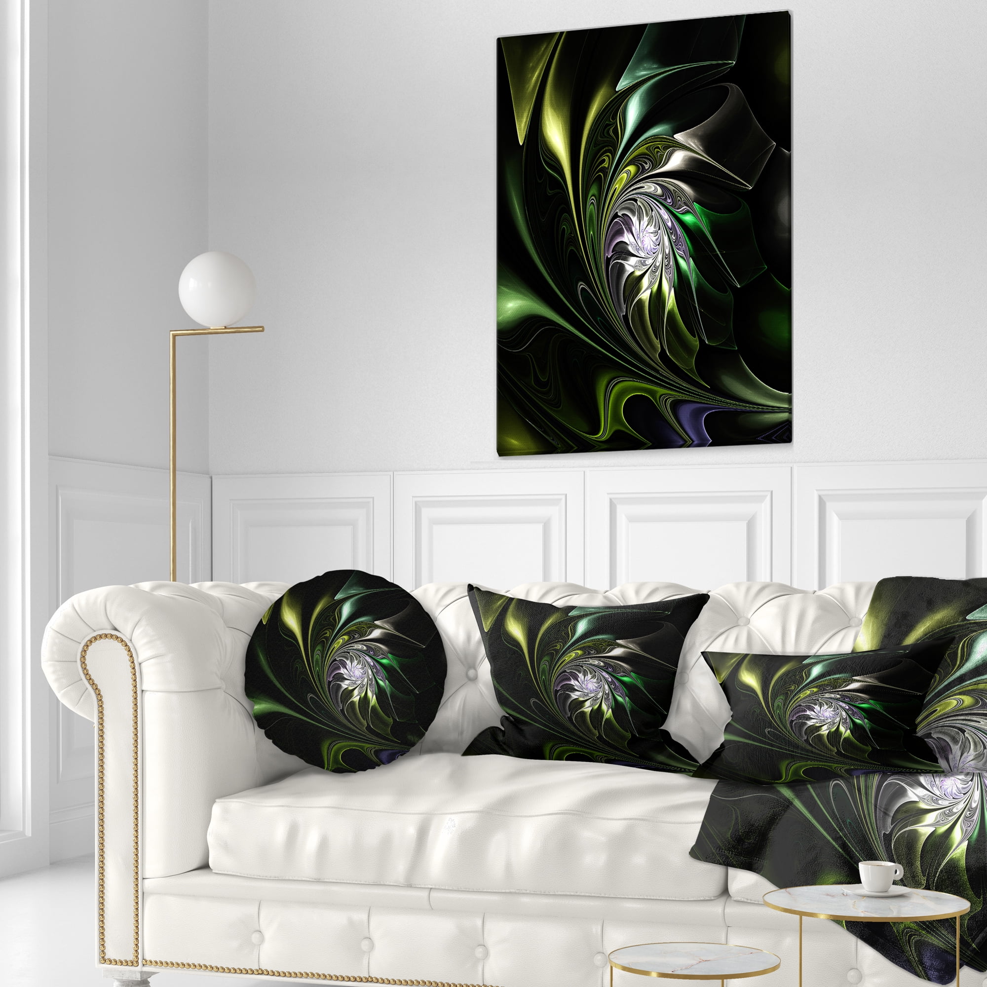 Designart 12" x 20" Green Polyester Throw Pillow