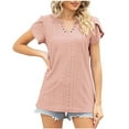 thumbnail image 1 of Blouses à Manches Courtes pour Femmes Mode Été Col en V Loisirs Manches Courtes Tops Unis Femmes Tops Manches Courtes Femmes Blouse Manches Courtes Blouses Manches Courtes pour Femmes, 1 of 8
