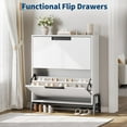 thumbnail image 6 of IDEALHOUSE White Shoe Storage Cabinet, Modern Flip Drawer Entryway Organizer, 2-Tier Adjustable Layer, Slim Metal Legs, Minimalist Space-Saving, 6 of 8