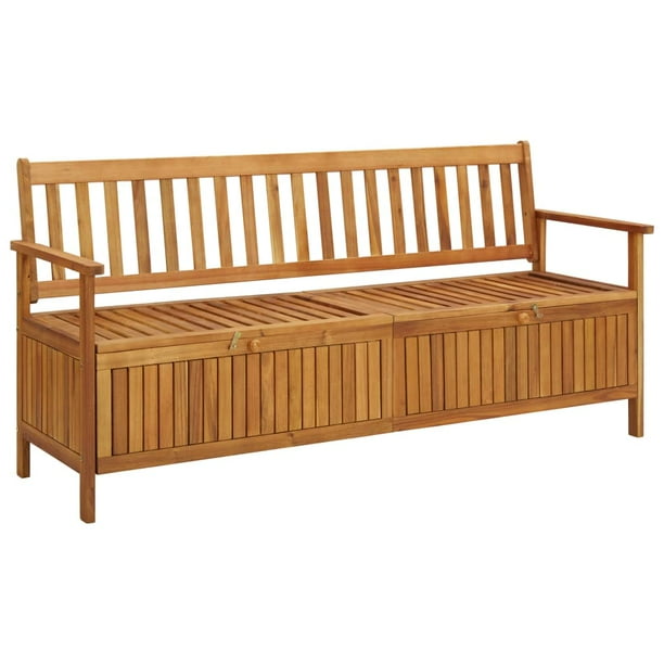 EBTOOLS Garden Storage Bench 66.9" Solid Acacia Wood Outdoor Benches