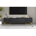 thumbnail image 3 of Euroco Modern TV Stand with Wave Groove Cabinet Doors, 4 Drawers, and Metal T-Frame, 3 of 9