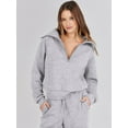 thumbnail image 4 of Women 2 Piece Outfits Fall Fashion Airport Wide Leg Pants Lounge Set Leisure Travel Vacation Clothes Sweatsuits Light Gray L, 4 of 10