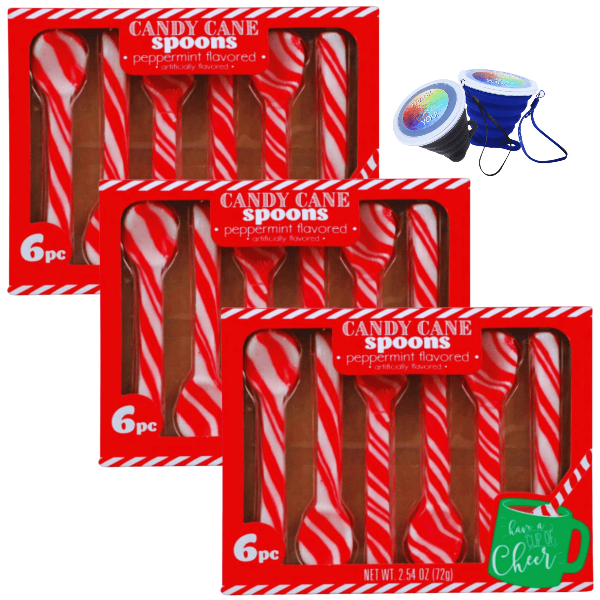 Peppermint Candy Cane Spoons Edible Sweet Puff Candy Spoon for Hot Chocolate Cocoa Tea Coffee