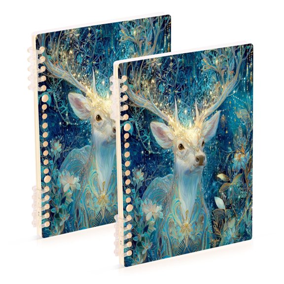 Wirebound Notebook Hardcover Spiral Notebooks Beautiful Glowing Deer, 60 Pages, 80 GSM, 5.7 x 8.3in