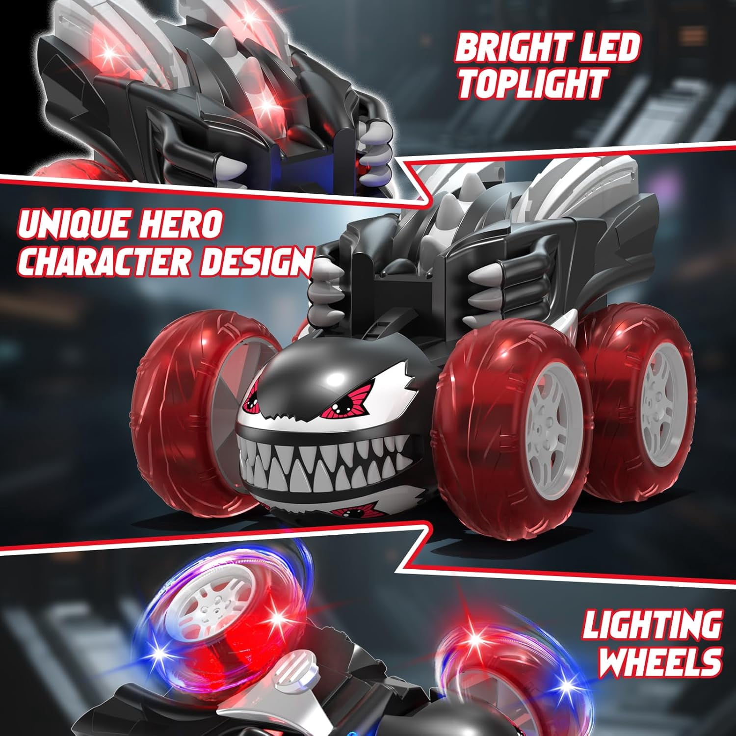 RC Stunt Car – Remote Control Car with Cool Lights, Rechargeable, Outdoor Toy Gift for Boys, Funtogether Toys