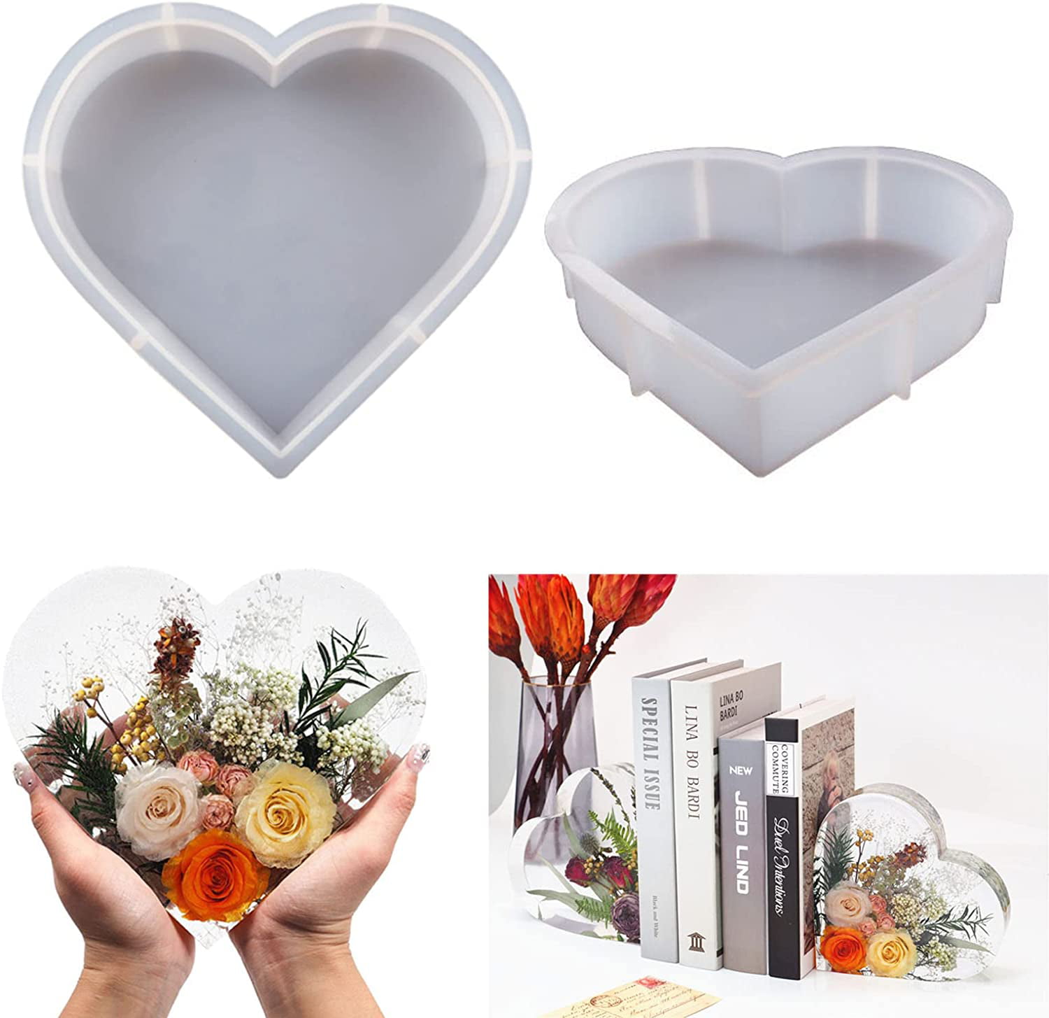 Heart Resin Mold Love Heart Shape Epoxy Mold With,,, Resin Heart Casting  Silicone Mold Gift Craft Wedding Decor - Temu