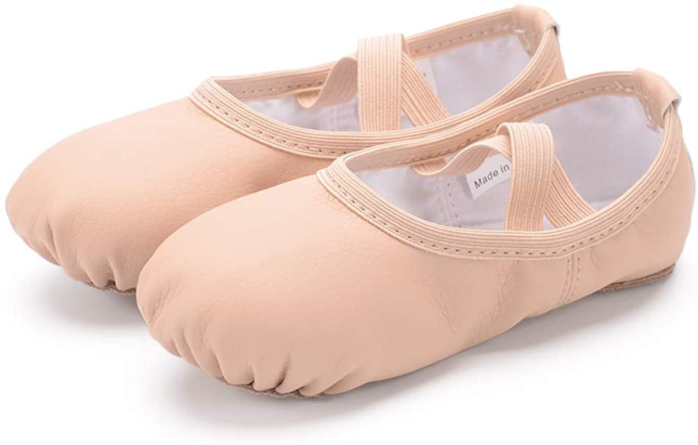Ambershine Full Sole Leather Ballet Shoes for Girls/Toddlers/Kids,Leather Ballet Slippers/Dance Shoes 