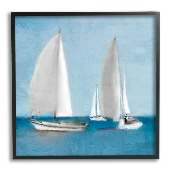 Stupell Industries Sailboats Drifting Nautical Ocean Scene Graphic Art Black Framed Art Print Wall Art, Design by Kim Allen