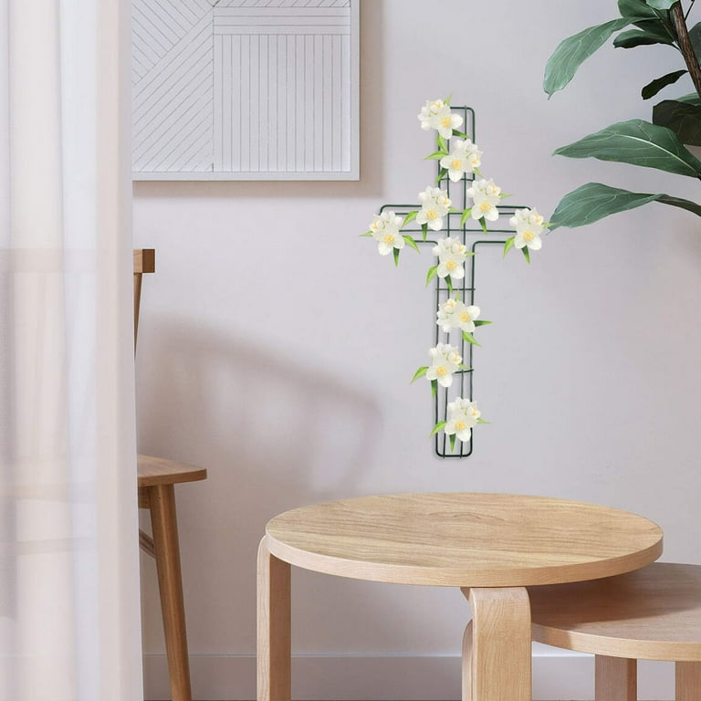 YULIJU Cross Wreath Frame Metal Cross Shaped Metal Wire Wreath