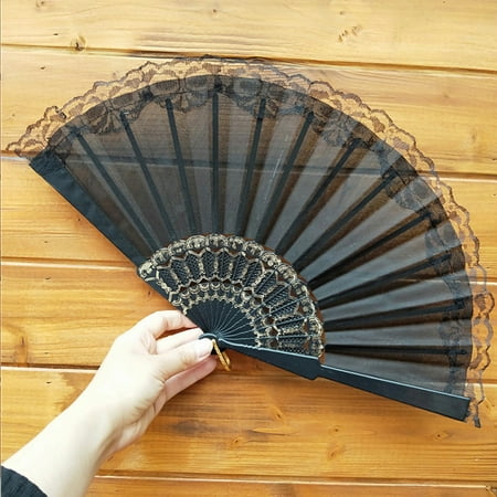 

Chinese Style Lace Hand Held Folding Fan Dance Party Wedding Decor