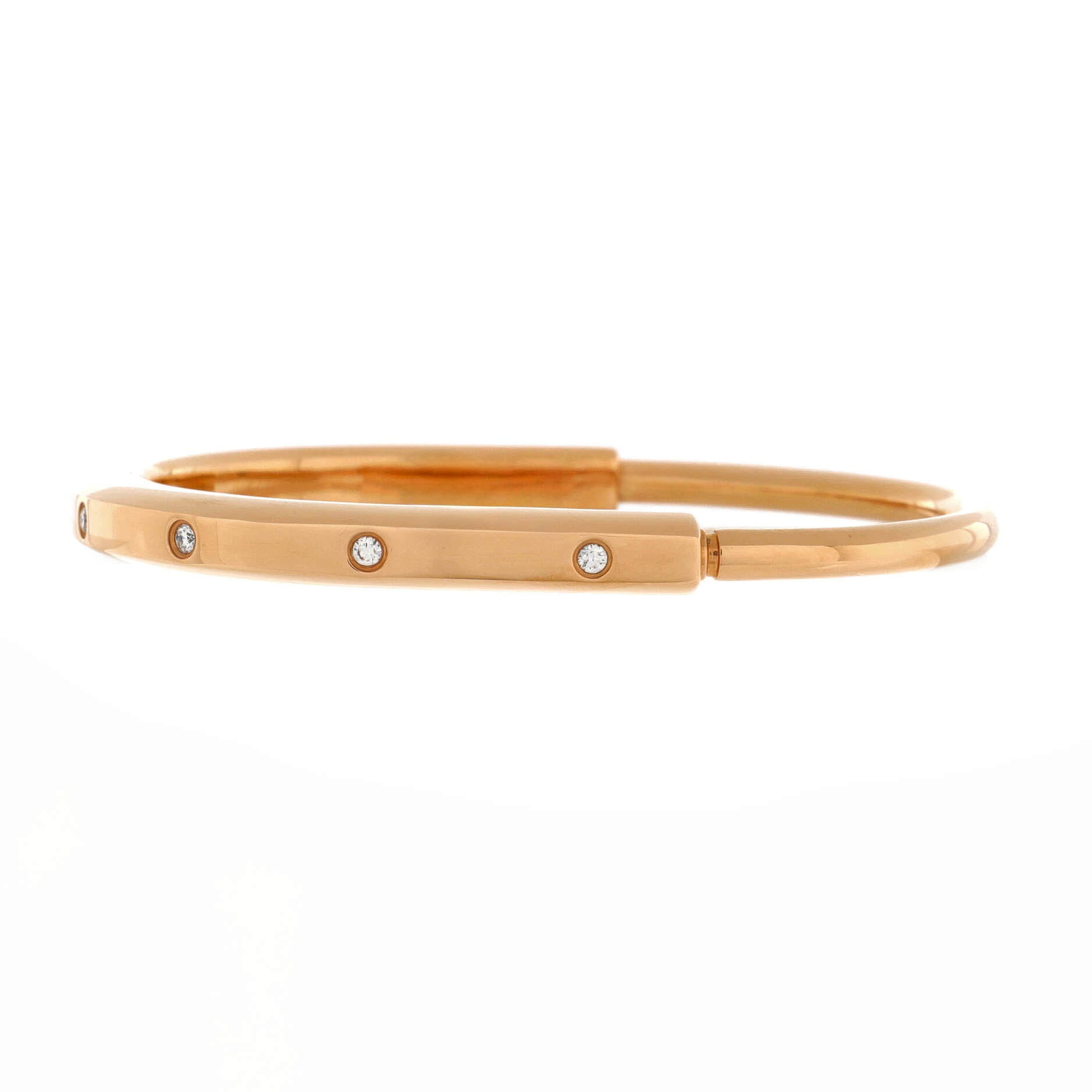 Pre-Owned Tiffany & Co. Tiffany & Co. Lock Bangle Bracelet 18K Rose Gold with Diamonds By Rebag