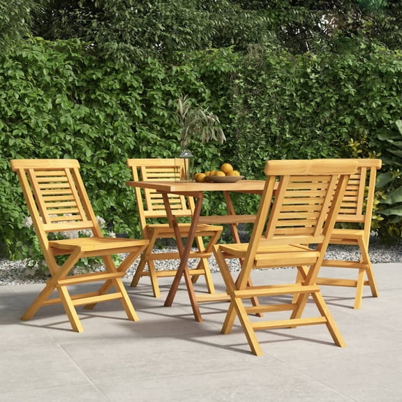 vidaXL Folding Patio Chairs 4 pcs 18.5"x24.8"x35.4" Solid Wood Teak