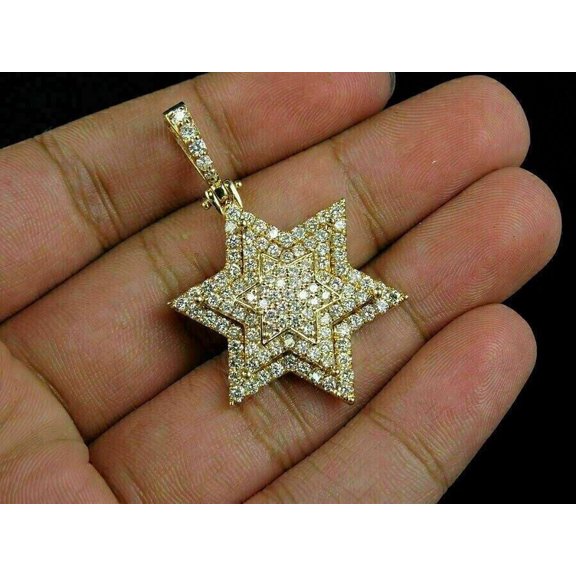 Forever Jewels 1.30Ct Round Cut Moissanite Women Cluster Star Pendant 14K Yellow Gold Plated