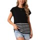 thumbnail image 4 of INSPIRE CHIC Suéter sin mangas de cuello redondo a rayas para mujeres, chaleco casual de manga corta, pulóver de punto acanalado, tops de tanque M negros, 4 of 6