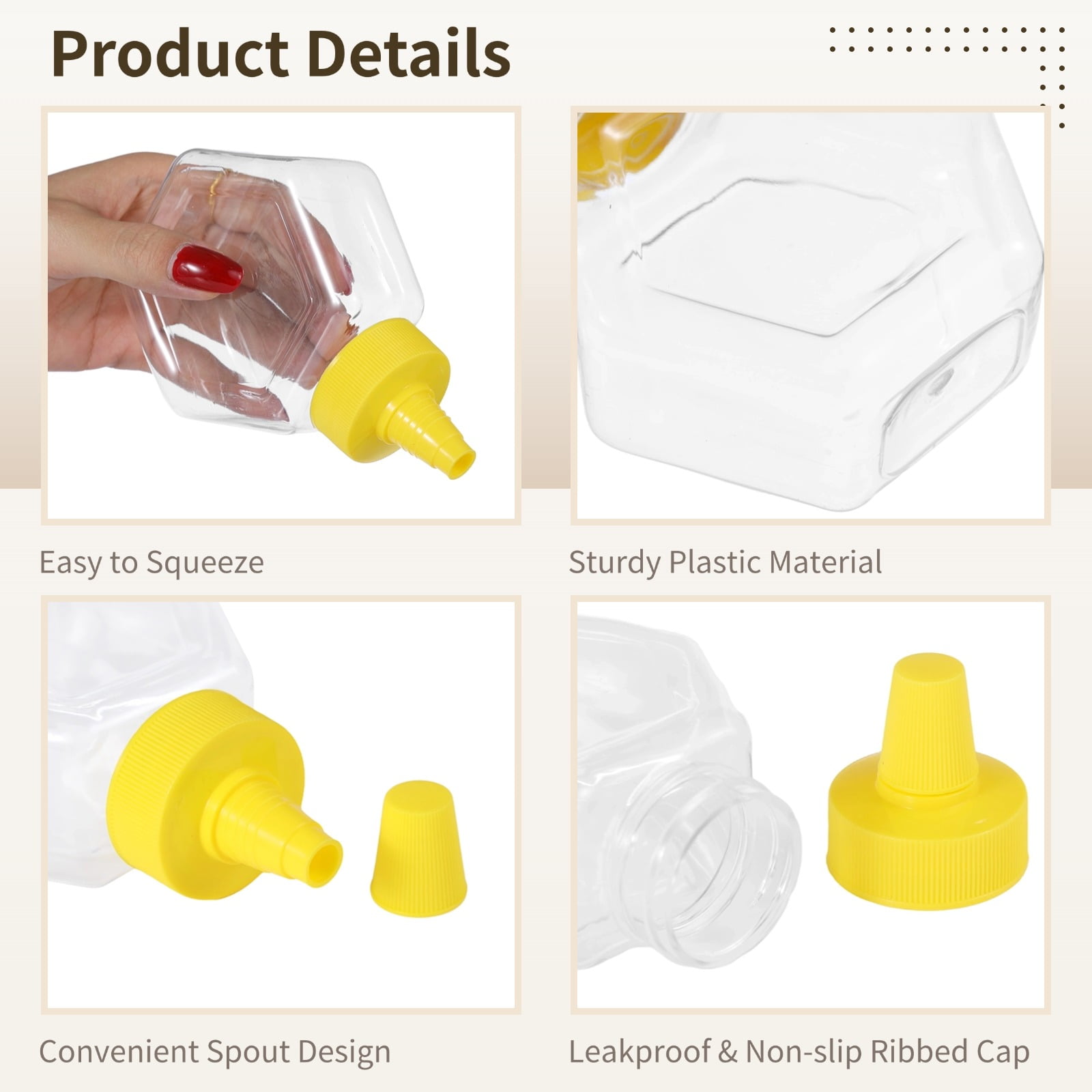 32 Pack 7 oz Honey Squeeze Bottles, Refillable Empty Plastic Bottles with Spout Lids, Condiment Dispensers for Syrup, Sauce, Kitchen & Cafe