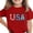Red, variant on Girls Patriotic USA Daisy Floral 4th of July T-Shirt Soft Stretch Crewneck Short Sleeve Orange,Size 4-5T