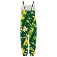 thumbnail image 5 of MAIHAN St Patricks Day Jumpsuits for Girls Overalls Shamrock Print Rompers with Adjustable Straps,Wide Leg Loose Fit Boho Floral Cute Outfits(Green2,3-4 Years), 5 of 5