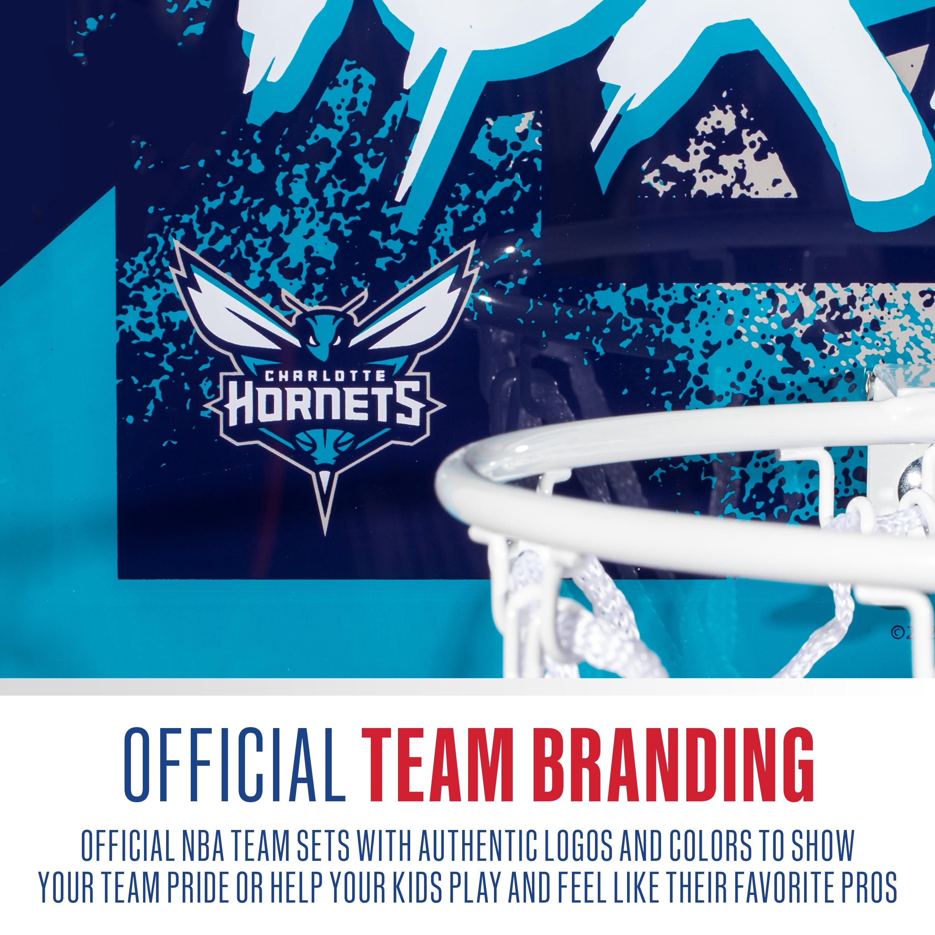 Franklin Sports NBA Charlotte Hornets Over the Door Basketball Hoop - Kids Indoor Basketball Hoop with Mini Basketball - NBA Fan Shop Mini Hoop for Bedroom + Office - Over the Door Mini Hoop Set