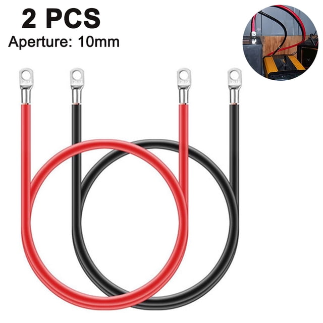 Juego de cables de batería con terminales, terminales de 3/8 de pulgada (positivo y negativo) para motocicletas, automóviles, vehículos marinos, energía solar, vehículos todo terreno,