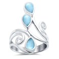 thumbnail image 3 of Pear Teardrop Swirl Spiral Ring Larimar 925 Sterling Silver Size 7, 3 of 7