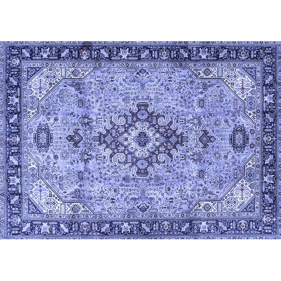 Ahgly Company Indoor Rectangle Medallion Blue Traditional Area Rugs, 8' x 10'