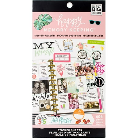 Memory Scrapbook Stickers - Happy Planner Sticker Value Pack-Everyday Memories, 606/Pkg
