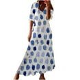 thumbnail image 2 of SMihono Robe Maxi Bohème d'Été pour Femmes Grande Taille Mode Femmes Décontractée Col en V Imprimé Manches Courtes Robe Longue Ample Robe de Plage, 2 of 6