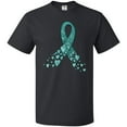 thumbnail image 3 of Inktastic Ovarian Cancer Awareness Teal Ribbon Made of Hearts T-Shirt, 3 of 5